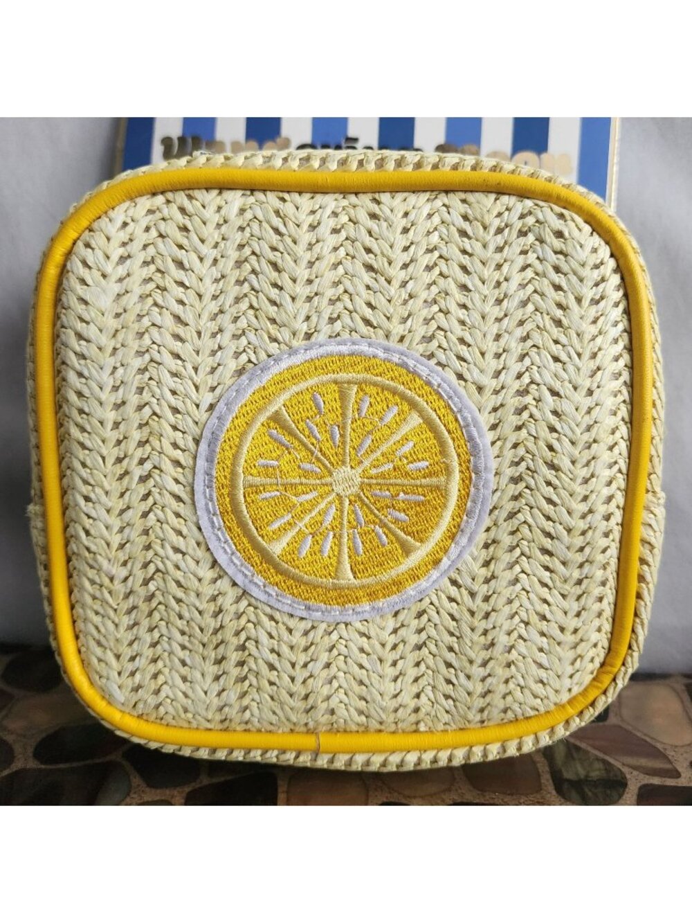 Lemon Zippered Square Pouch